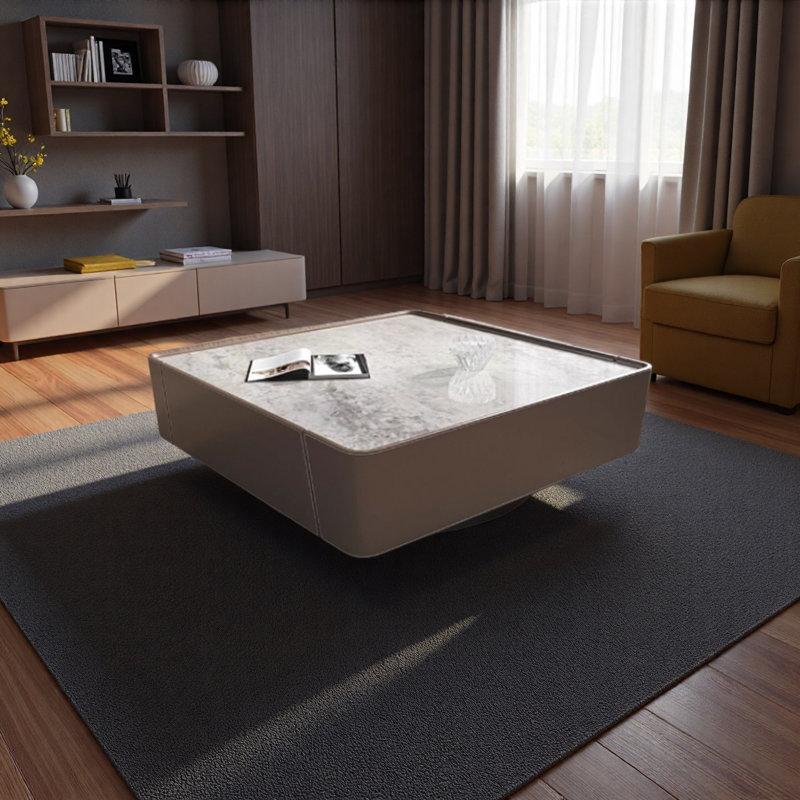 Table basse carrée à dalles de pierre pour le salon, H 15,7 po x L 39,3 po x l 39,3 po