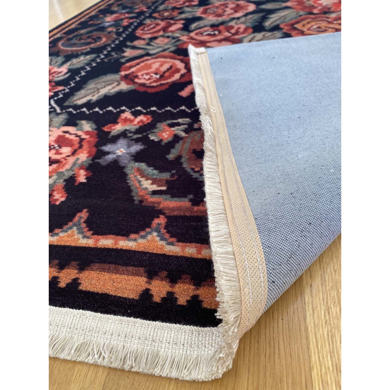 Tapis rectangulaire en coton Tilina avec envers antidérapant, Rectangle 5 pi 3 po x 7 pi 7 po