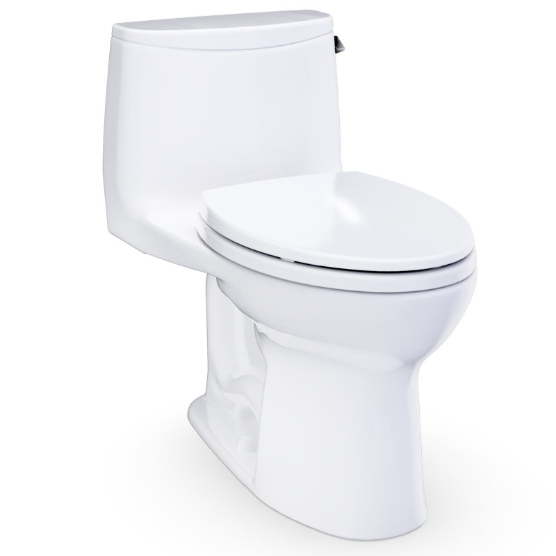 TOTO Ultramax One-Piece Elongated 1.28 GPF Universal Height Toilet with CEFIONTECT and SS114 SoftClose Seat, Sedona Beige - MS608114CEFG#12