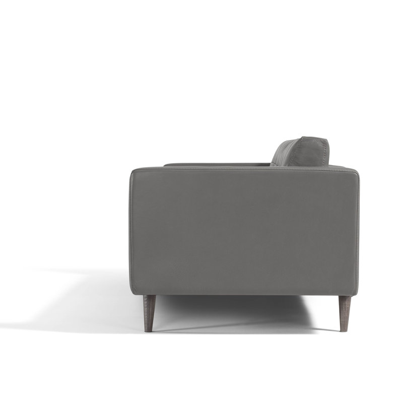 Burdett 67" Genuine Leather Loveseat, Dark Gray Genuine Leather