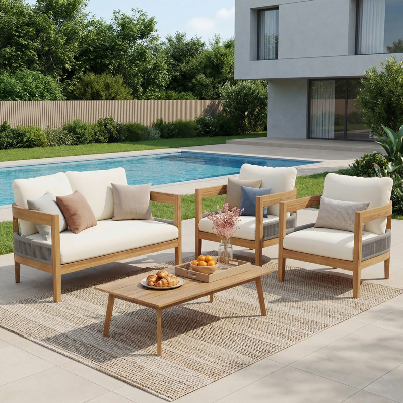 Ensemble repas 4 pièces pour l'extérieur, ensemble de conversation pour jardin, cour arrière, porche, 4