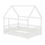 Lit de plancher en bois avec cadre de toit de maison, garde-corps de clôture-889052260