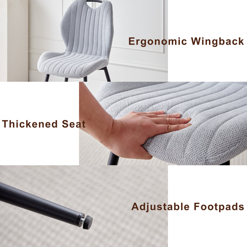 Ensemble de 4 chaises de salle à manger, chaises d'appoint modernes rembourrées en tissu, Gris