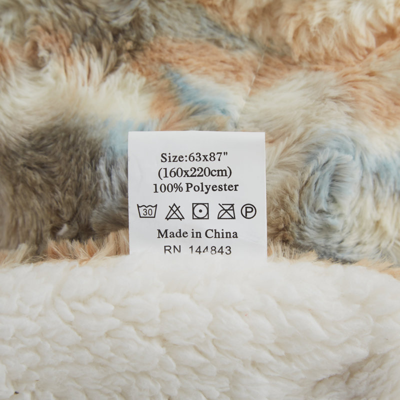 Russian Lynx Faux Fur Throw Blanket, 63" x 87"