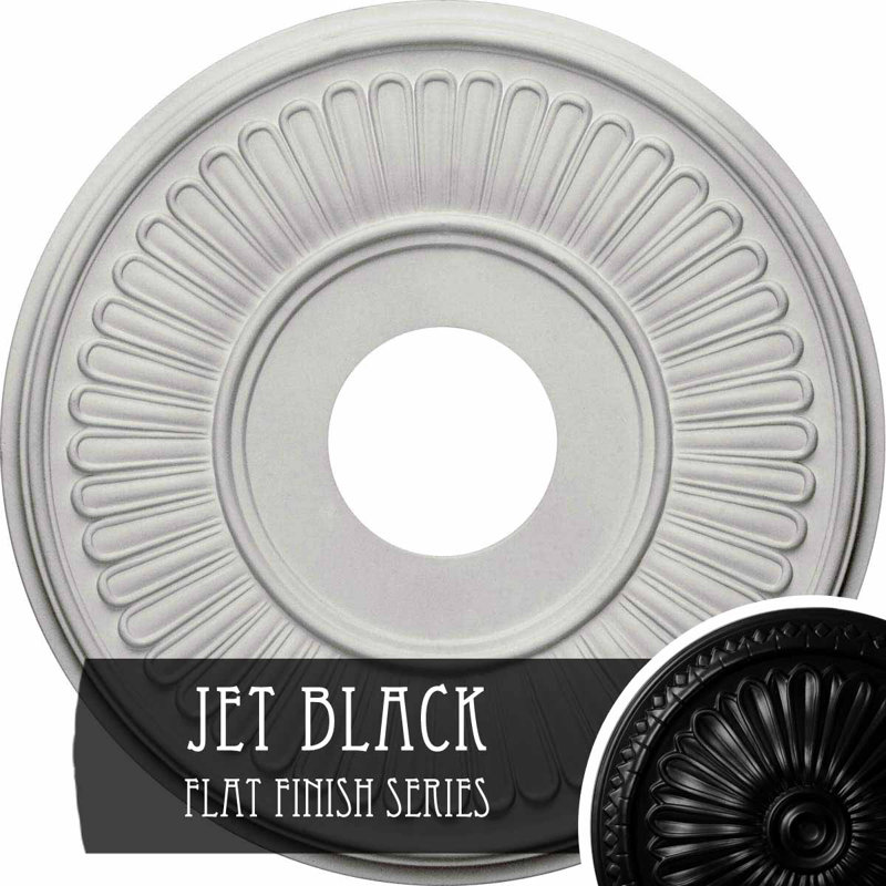Jet Black Hand-Painted Polyurethane Ceiling Medallion, 15.75"