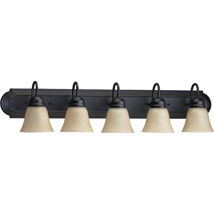 Mottla 5 - Light Vanity Light, Satin Nickel w/ Satin Opal, White Faix Alabaster Glass