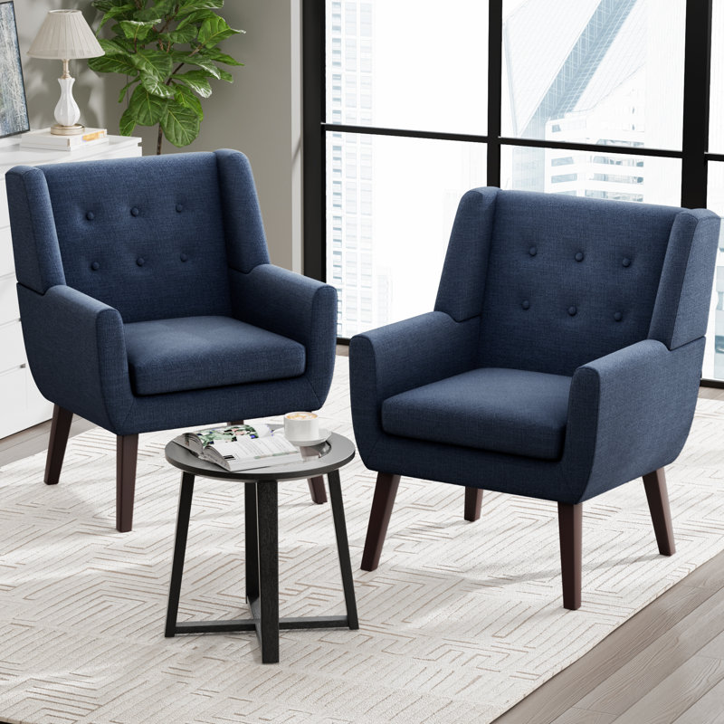Upholstered Armchair (Set Of 2), Dark Blue
