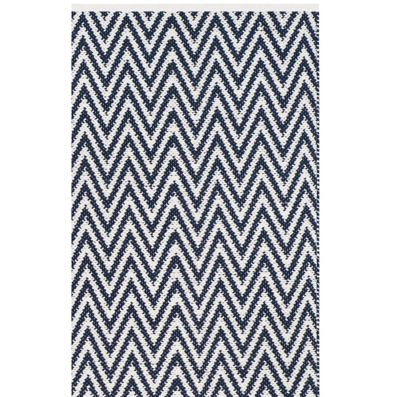 Haqeem Hand Woven Cotton Chevron Rug, Rectangle 5' x 7'