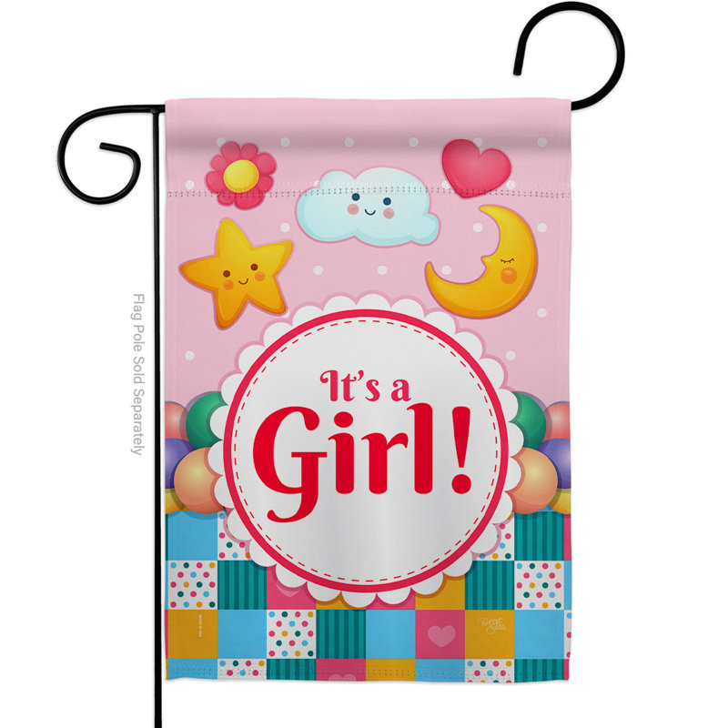 Drapeau de jardin 2 x 19 po en polyester It's a Baby Girl