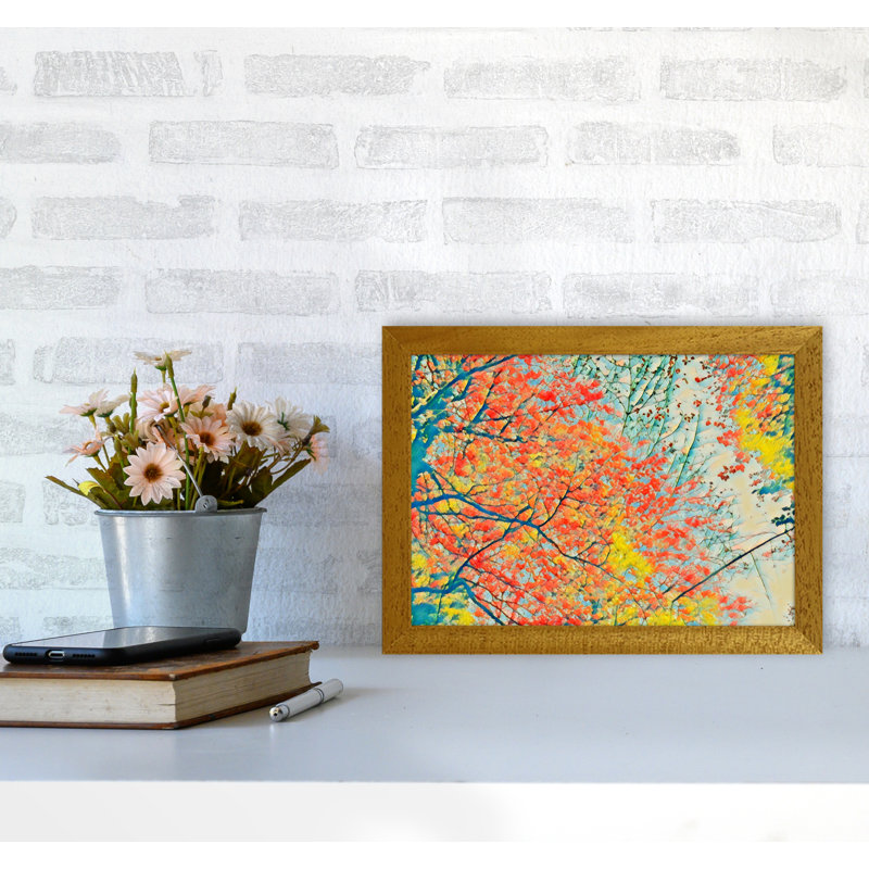 Autumn Is Here - Print on Canvas, 25cm H x 34cm W x 3cm D, Brown Framed