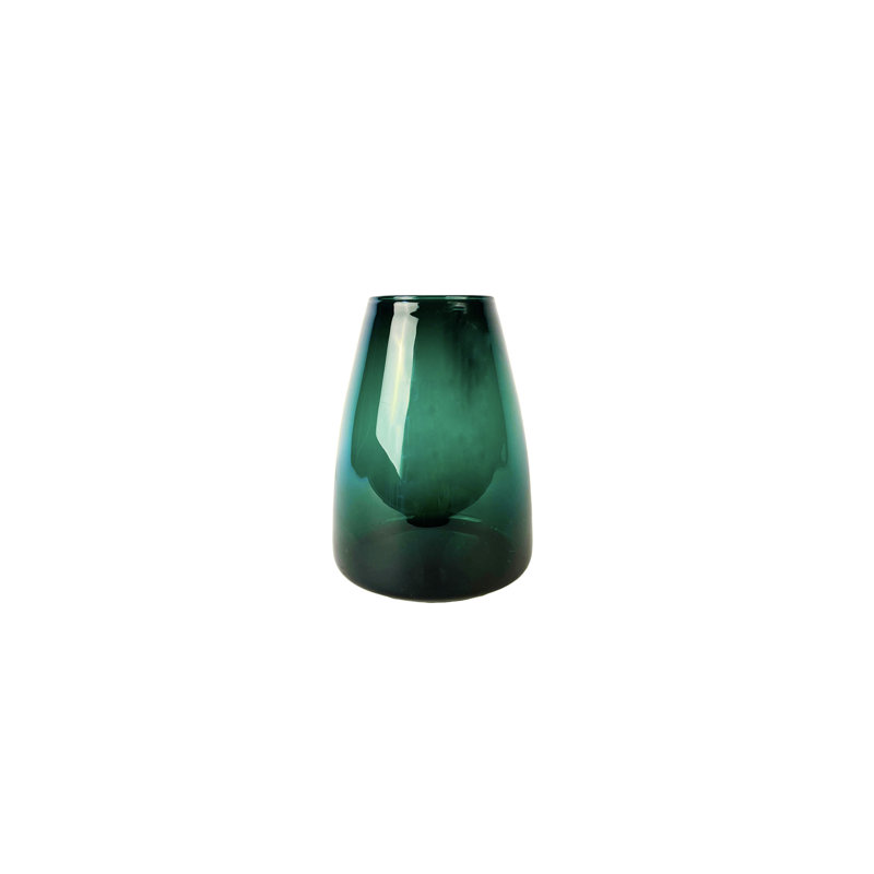 Dim Glass Table Vase 1, 30cm H x 19.5cm W x 19.5cm D, Green