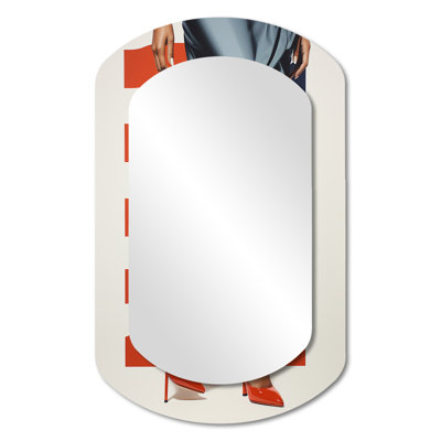 American Vintage icon woman 1 - Abstract Popart Asymmetrical Decorative Wall Mirror, Modern Cylinder Mirror, Printed Metal Art