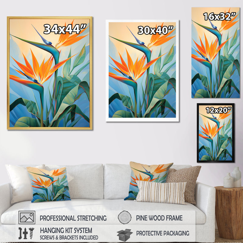 «Paradises Profile Flower», reproduction sur toile encadrée, H 32 po x l 16 po x P 1 po, Blanc