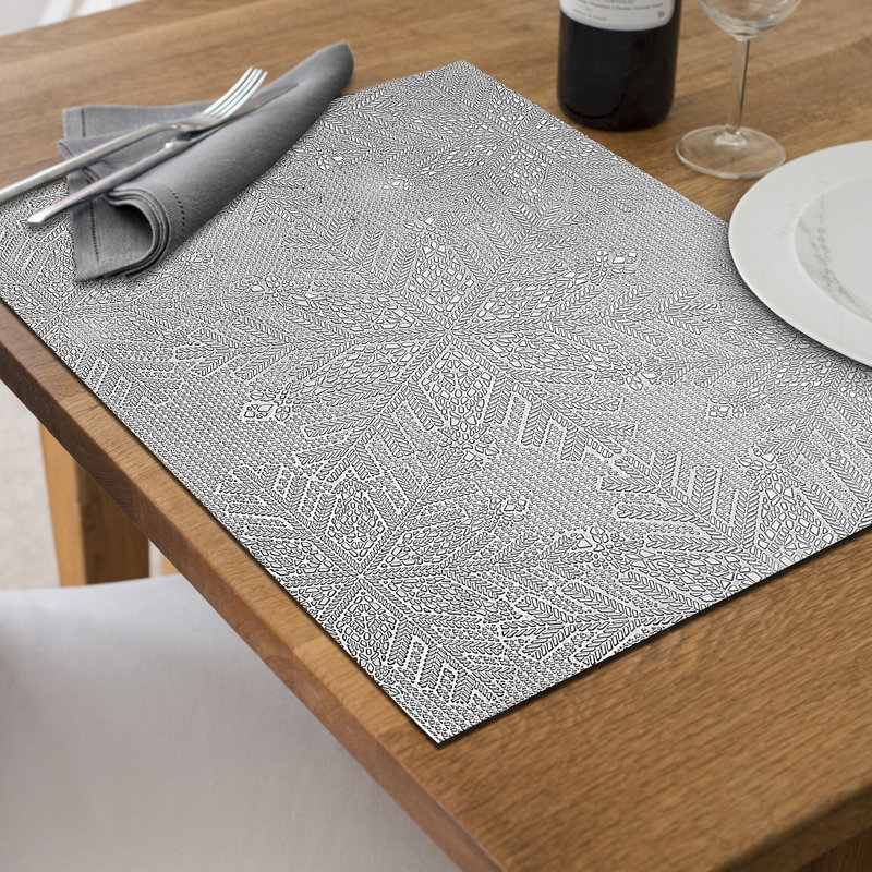 PVC rectangulaire Napperon Cut Out, Argent argent