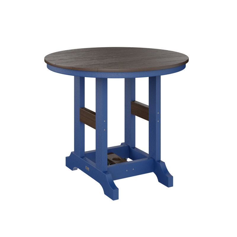 Garden Classic Outdoor Round Dining Table, Brazilian Walnut, Pacific Blue