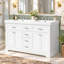 59-Inch Double Sink Bathroom Vanity with SMC Sinks, MDF Cabinet, 4 Doors, 1 Divided Drawer, 2 Storage Drawers, 2 Flip Drawers, Soft-Close Doors and Drawers