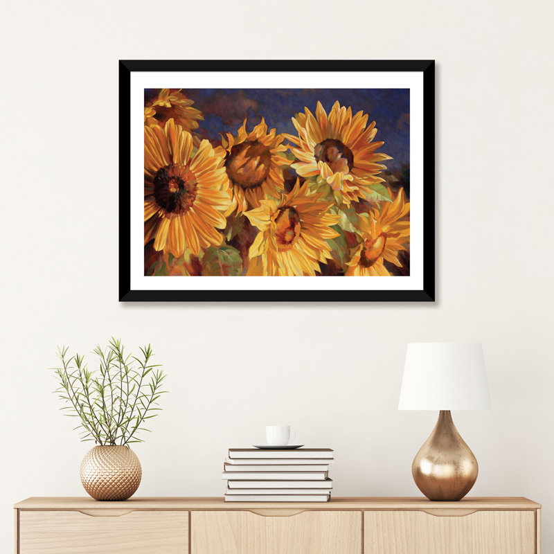 Tournesol par Emma Styles - reproduction d'art, Papier encadré noir, H 24 po x l 32 po x P 1 po