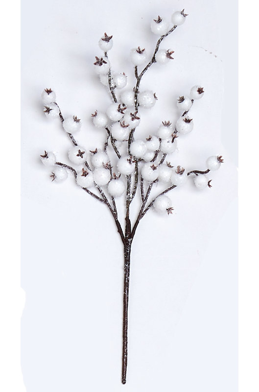 12" Artificial White Berry Holiday Pick