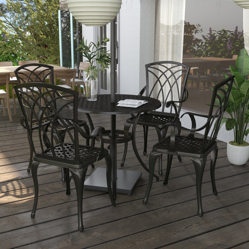 Patio Dining Set with, Light Black