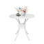 Table d'extérieur en fonte d'aluminium avec trou pour parasol, table ronde ronde, blanc