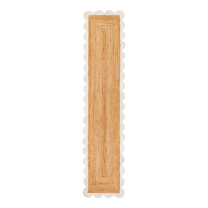 Solid Scallop Braided Jute Rug, Runner 2'7" x 12'