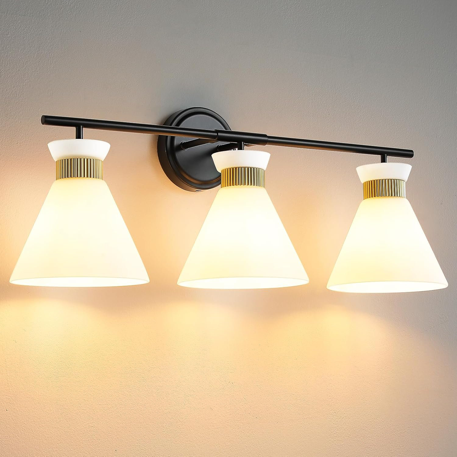 Everly Quinn Bathroom Vanity Light Fixtures, 3 Lights Mid Century ...