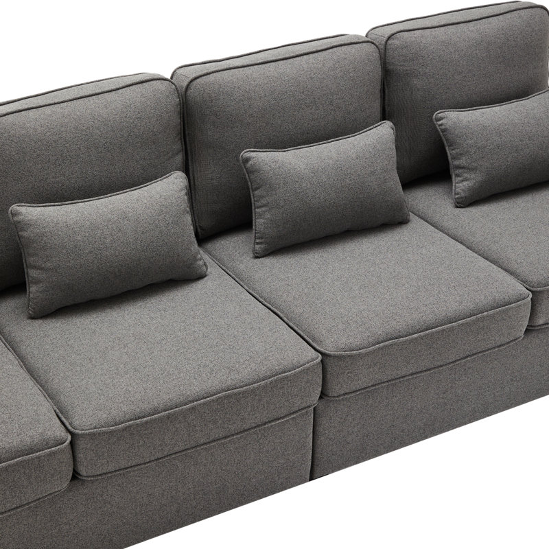 Bobi 4 Seater Linen Sofa & Chaise, Gray