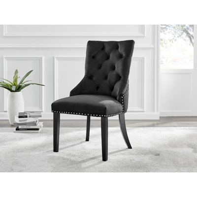 Eubanks Velvet Knockerback Dining Chairs with Metal Rivets and Chrome Legs