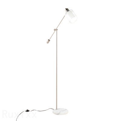 Contemporary/Glam Floor Lamp In White Marble And Nickel Metal With Clear And Frosted Glass Shade By Lumisource