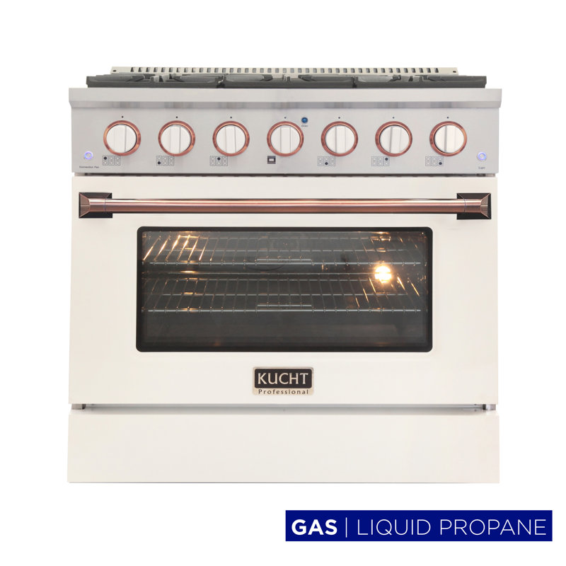 Kucht 36'' W Free Standing Range, Liquid Propane, White