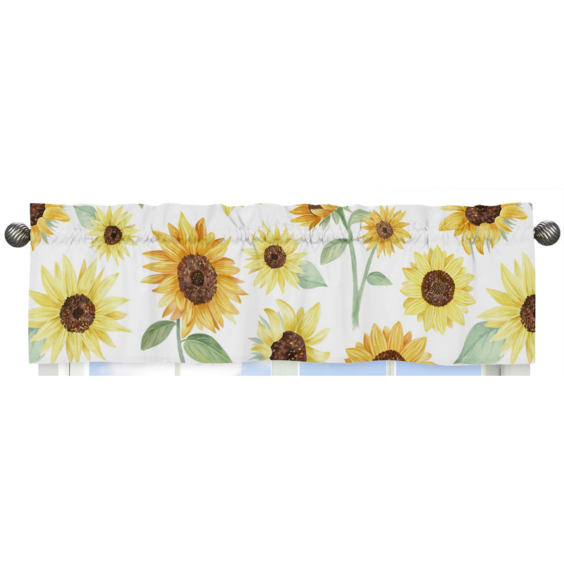 Sunflower Yellow Green and White Floral Window Valance