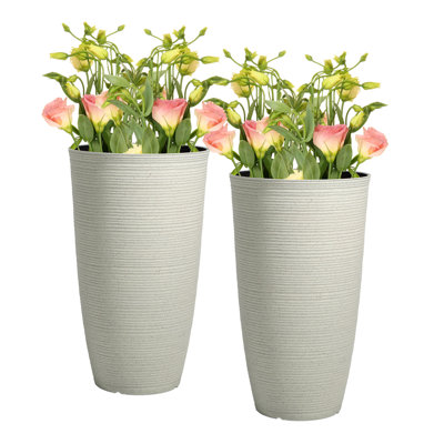 Modern Tall Round Planters, 23.5" Large Tapered Pot Planters, Flower Pots Indoor Outdoor