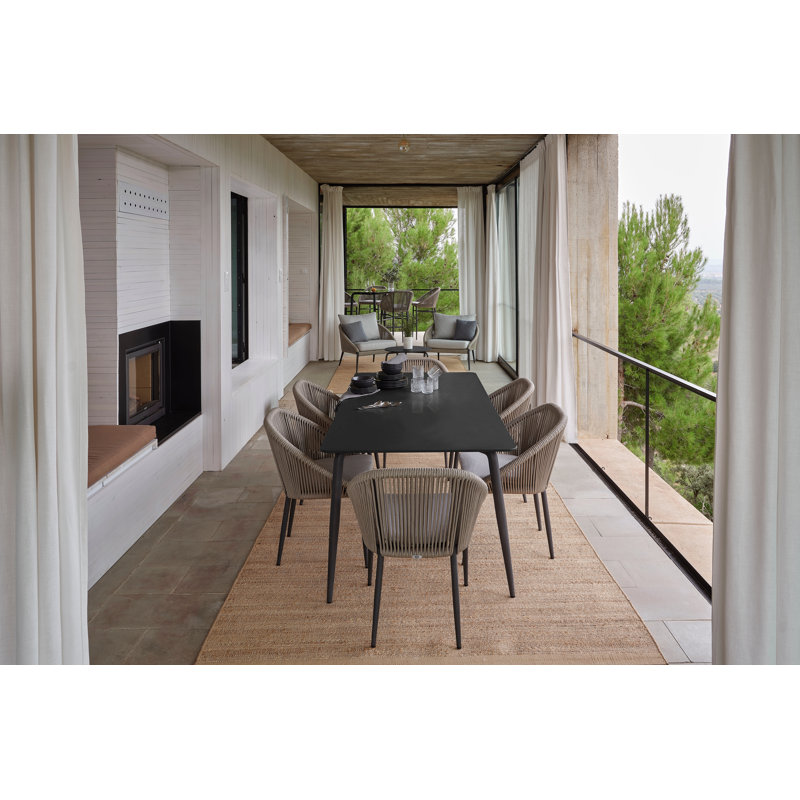 Rodona Outdoor 7 - Piece Dining Set with Cushions, Canvas Canvas Sunbrella® Canvas