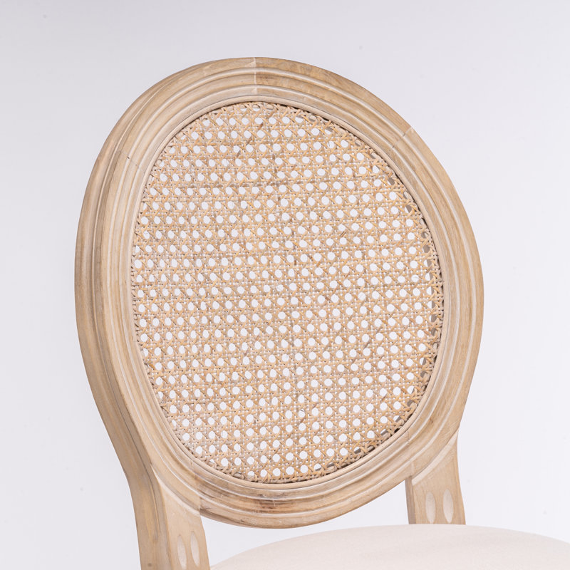 Ensemble de 2 tabourets de bar en bois avec dossier rembourré French Country