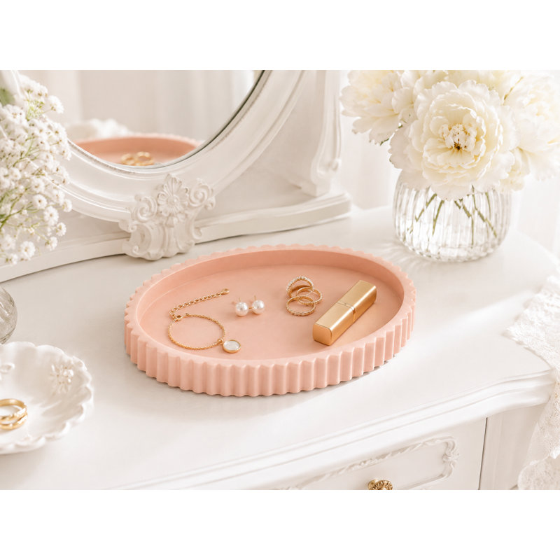  Plateau fourre-tout en pierre festonnée Blush