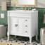 Meuble-lavabo moderne de 30 pouces, structure en bois massif et panneau de fibres à densité moyenne, 2 portes et 3 tiroirs, conception à fermeture en douceur, tablette ajustable en forme de U, lavabo en céramique, ensemble d'armoires de rangement pour salle de bain, conception moderne et élégante
