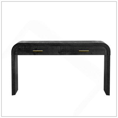 Unique Retro Silhouette Console Table With Open Style, Two Top Drawers For Entrance, Dinning Room, Living Room (Antique Black)