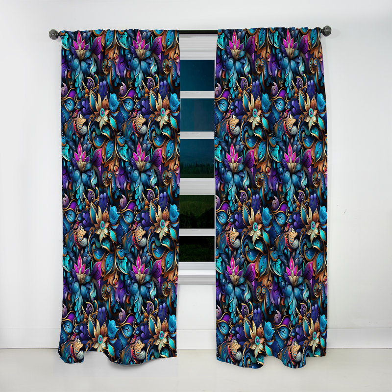 Motif marocain Boho III - rideau floral - rideau obscurcissant floral - 1 panneau, L 52 po x L 108 po