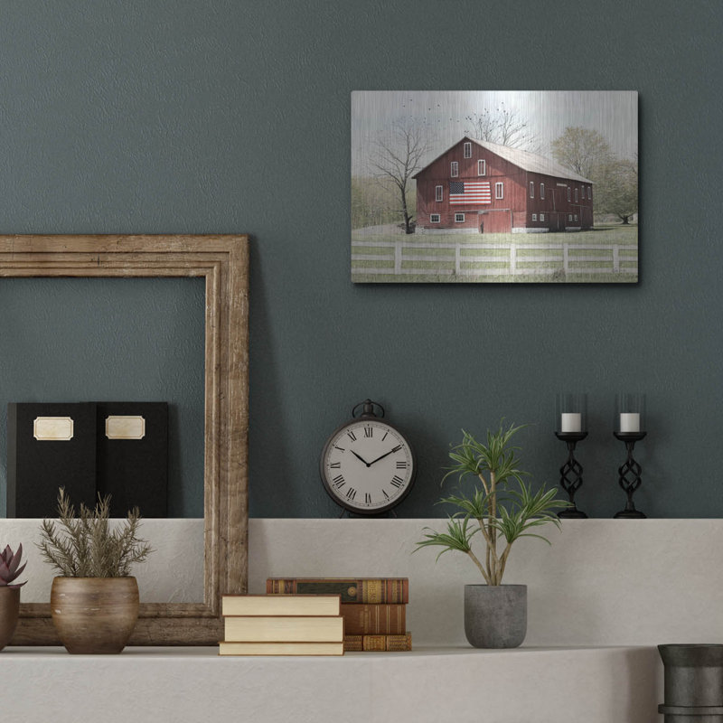 «Patriotic Barn» par Lori Deiter, H 12 po x l 16 po