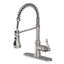  VIBRANTBATH Robinet de cuisine rétractable en nickel brossé, robinet d'évier de cuisine à poignée simple minimaliste 3 fonctions avec plaque de pont-2086345195