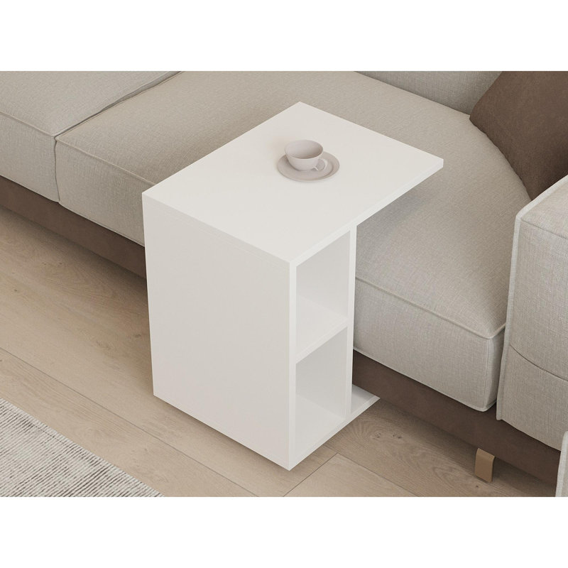 Modern White Side Table, 3.9 x 19.7 x 15.7 inches | 100% Melamine Coated Particle Board, Thickness: 0.7 inches | Sleek Design for Living Room, Bedroom, or Office | Durable & Stylish Accent Furniture