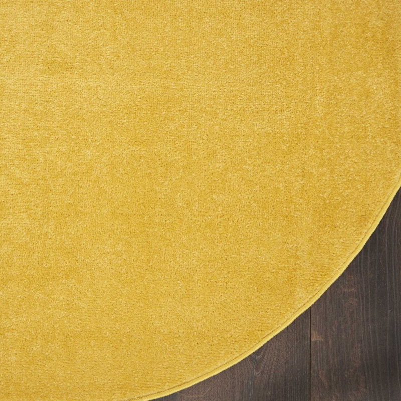 Mullican Sandy Solid Yellow Easy Care Indoor/Outdoor Area Rug, Round 8'