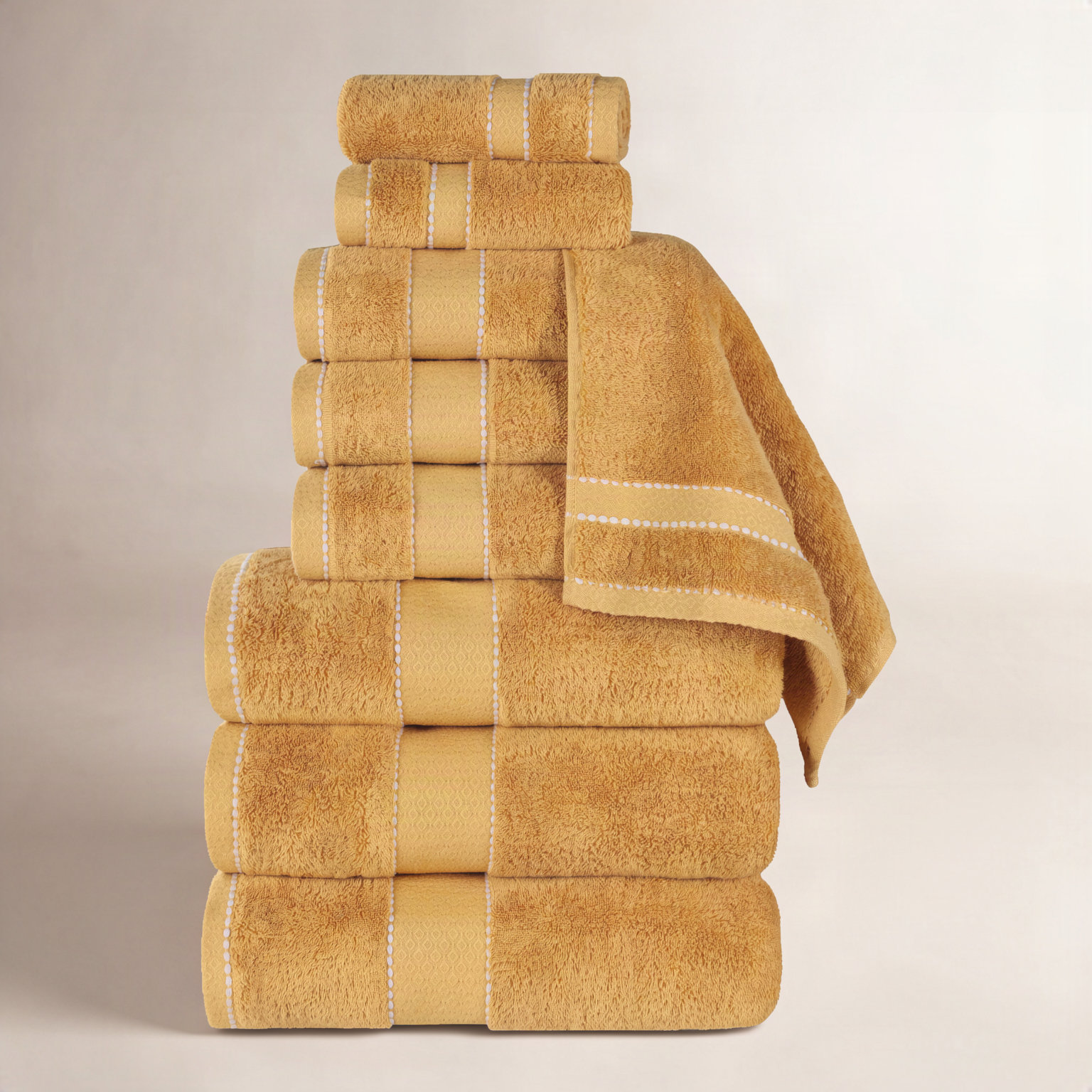 Niles 9-Piece Giza Cotton Towel Set, Gold