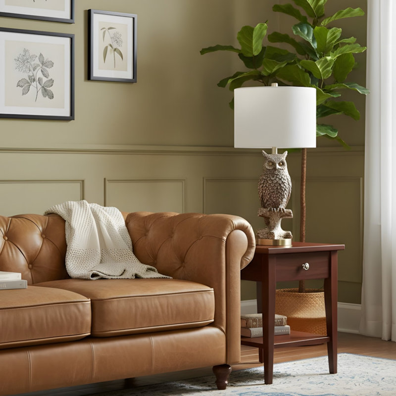 Lampe de table 27,5 "Hibou argenté sur une branche en résine