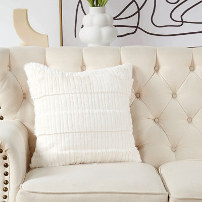 Sculpted Stripe Faux Fur Throw Pillow Cover