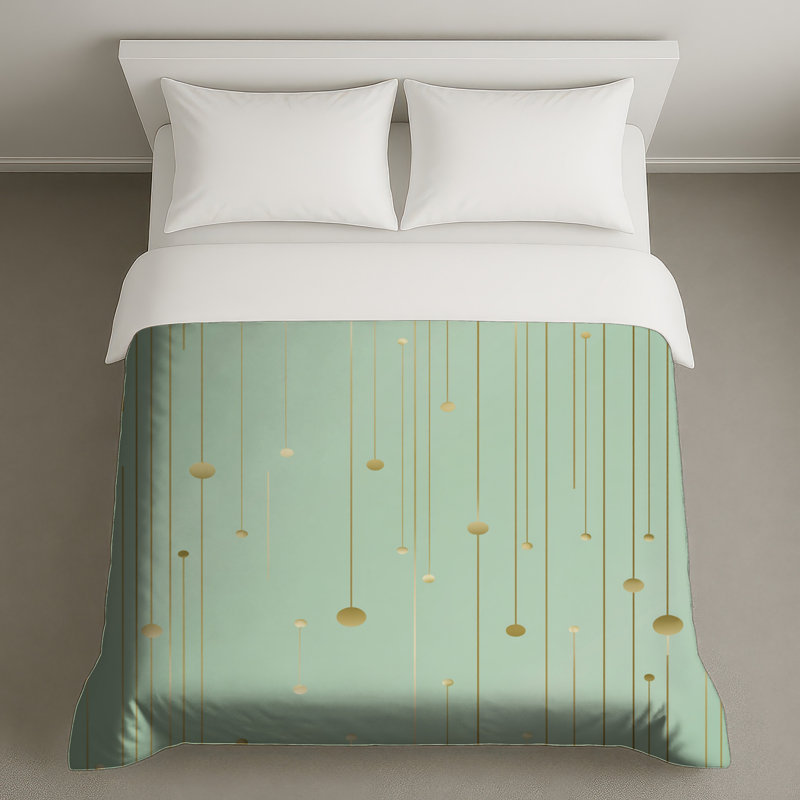 Housse de couette abstraite Modern Bedding Art, Très grand lit, Or géométrique abstrait