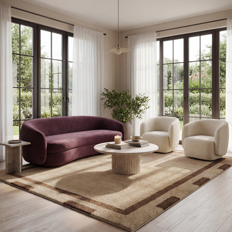 Orlina Bordered Rug, Rectangle 5' x 8'