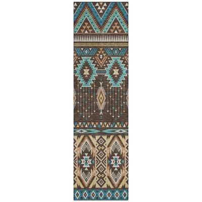 Machine Washable Indoor/Outdoor Xhevrie Brown Rug