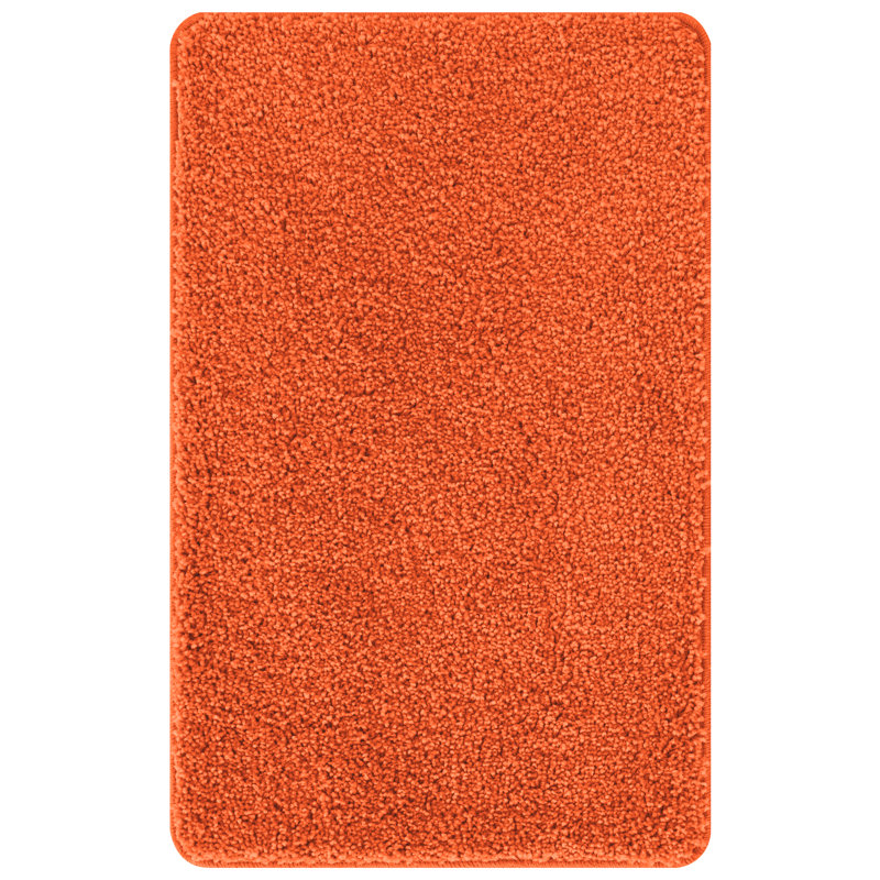 Microfiber Small Bath Mat Rectangular Contemporary, Orange