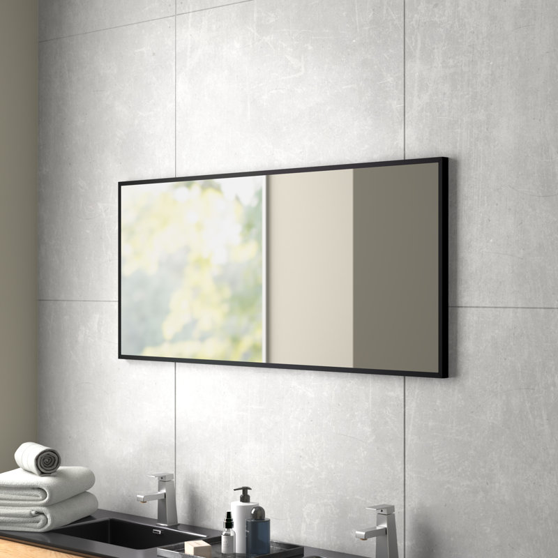 Derosier Metal Flat Wall Mirror, 58.5'' x 20.5'', Black